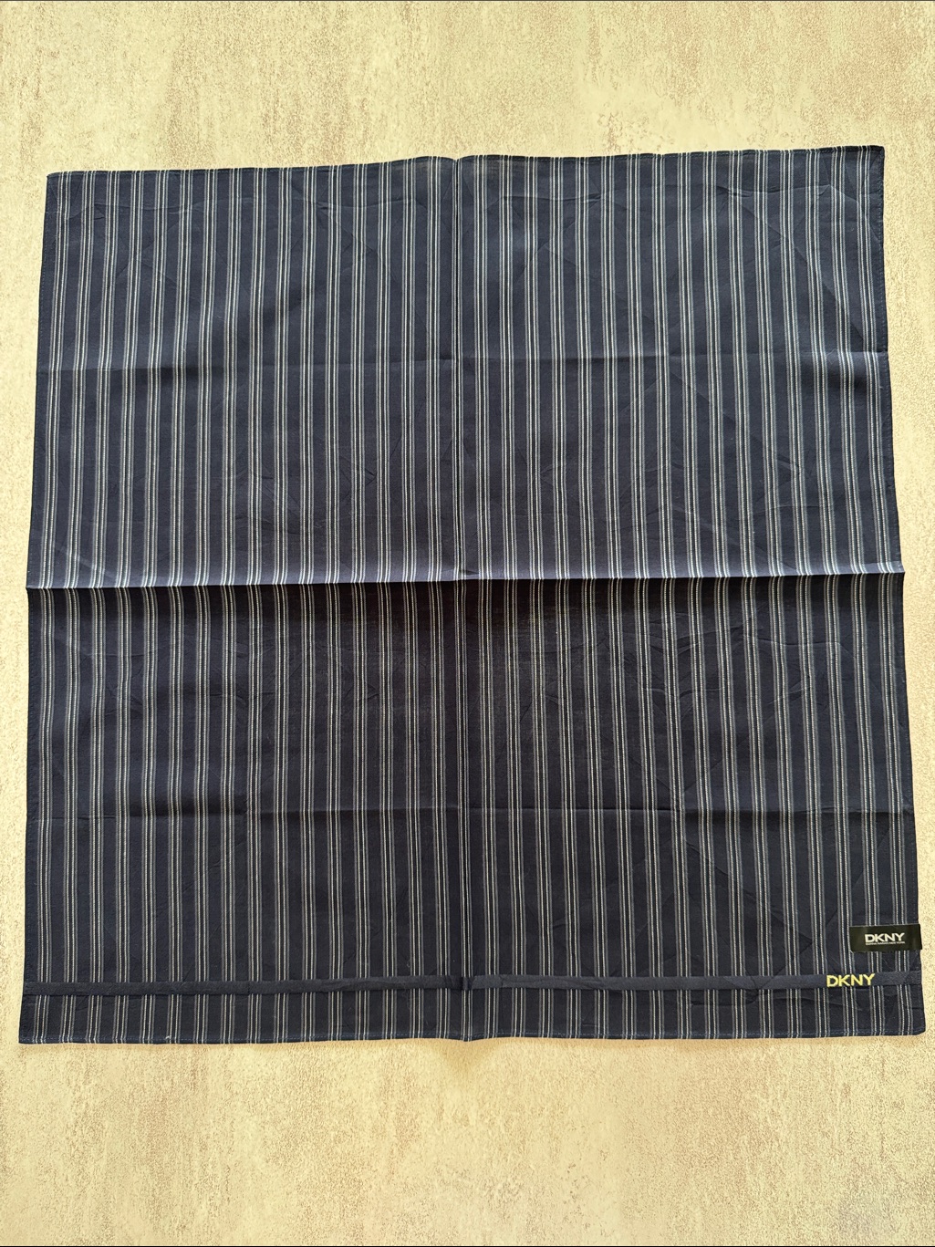 Dkny Navy And White Pinstripe Silk Scarf